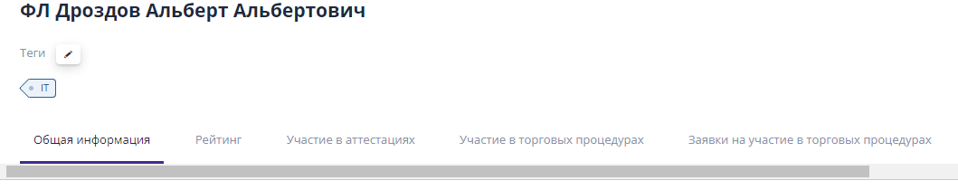 Отображение списка тегов компании